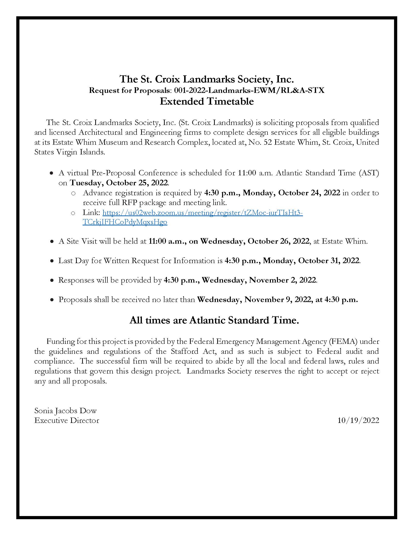 Request for Proposals 0012022LandmarksEWM/RL&ASTX St. Croix